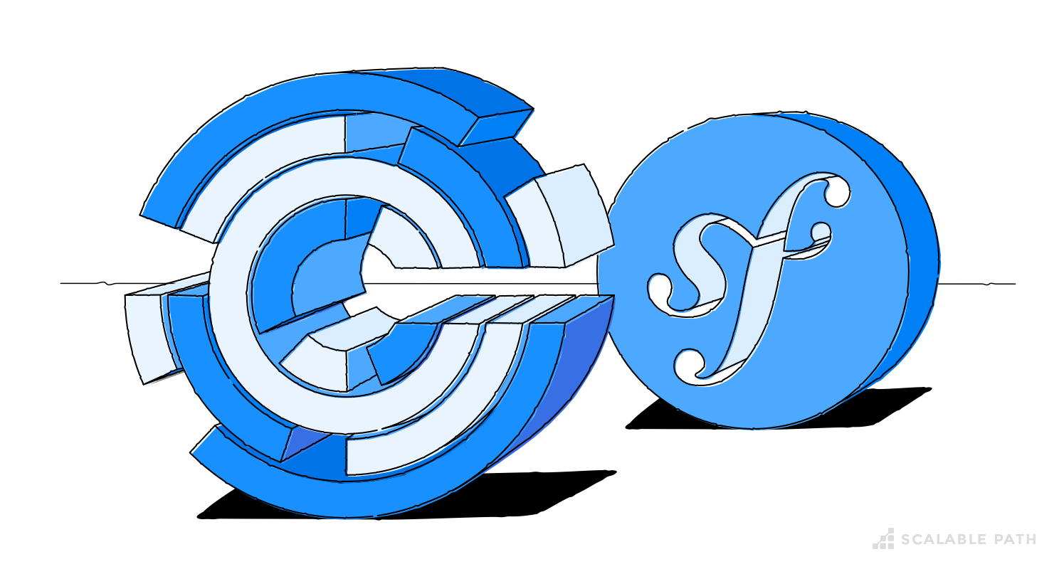 Chef automation and Symfony logo illustration