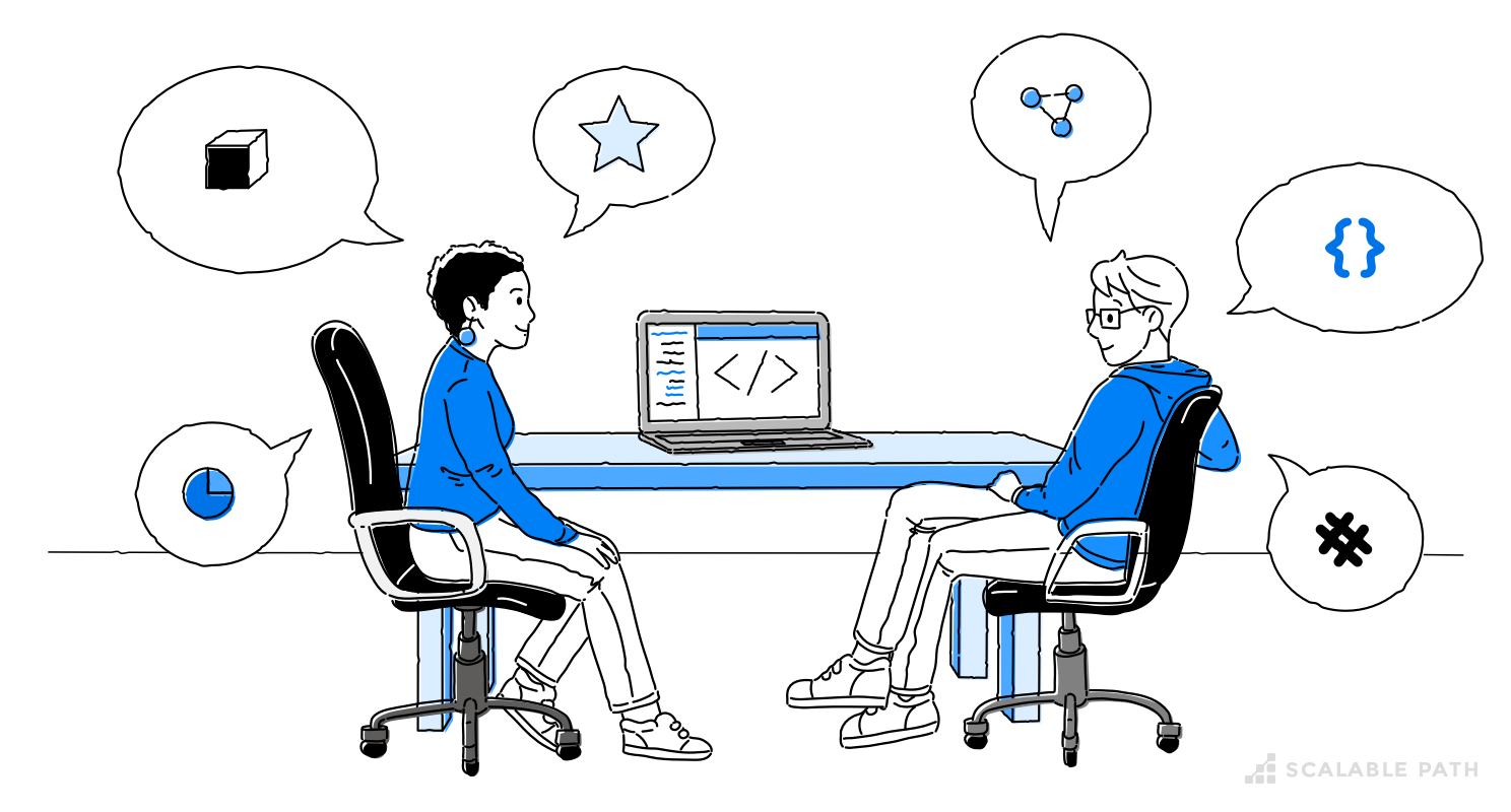 A developer and a designer communicating using different tools