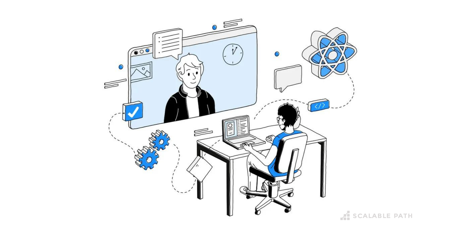 A developer at a desk taking a technical interview