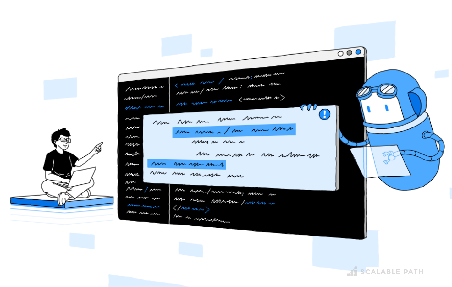 A developer using GitHub Copilot to help review code