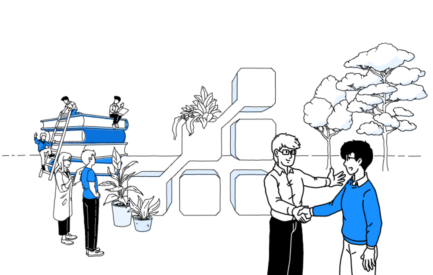 People next to Scalable Path logo